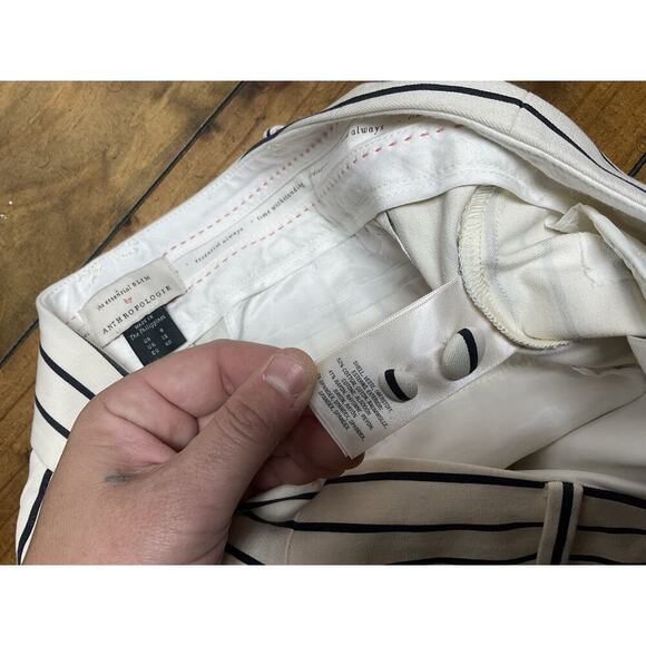 Anthropologie Pants Size 8 The Essential Slim Striped Button Women Pants - Picture 6 of 11